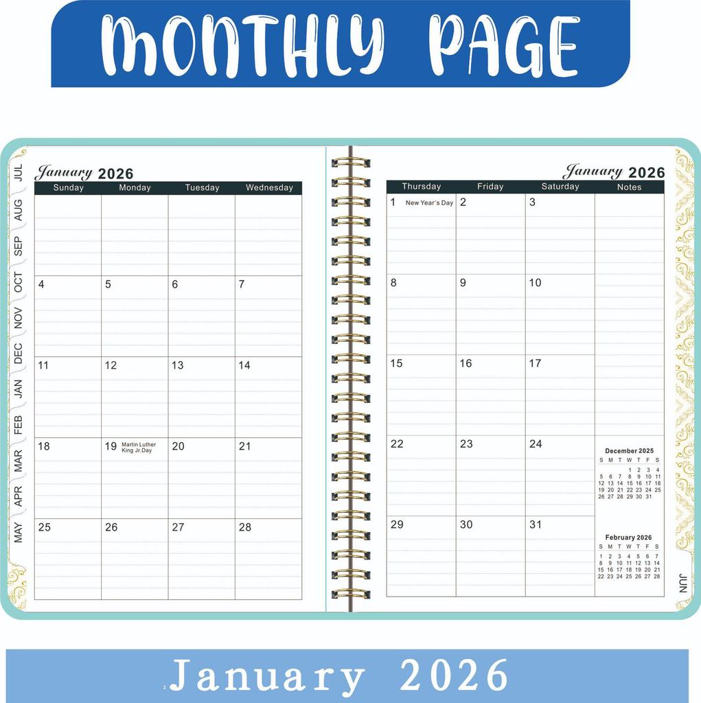 2026 English Business Planner: Cross-Border Stationery Diary with Coil Binding for Simple Scheduling and Record Keeping