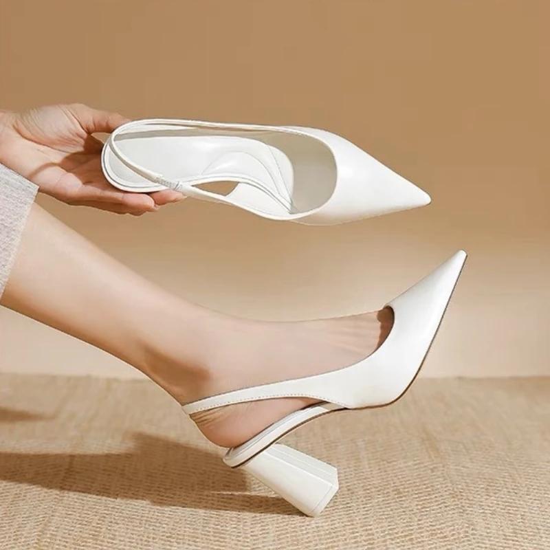 Women Design Pointed Toe Sandals Summer New Woman Fashion Shallow Dress Square High Heel Ladies Ankle Strap Gladiator Sandalias
