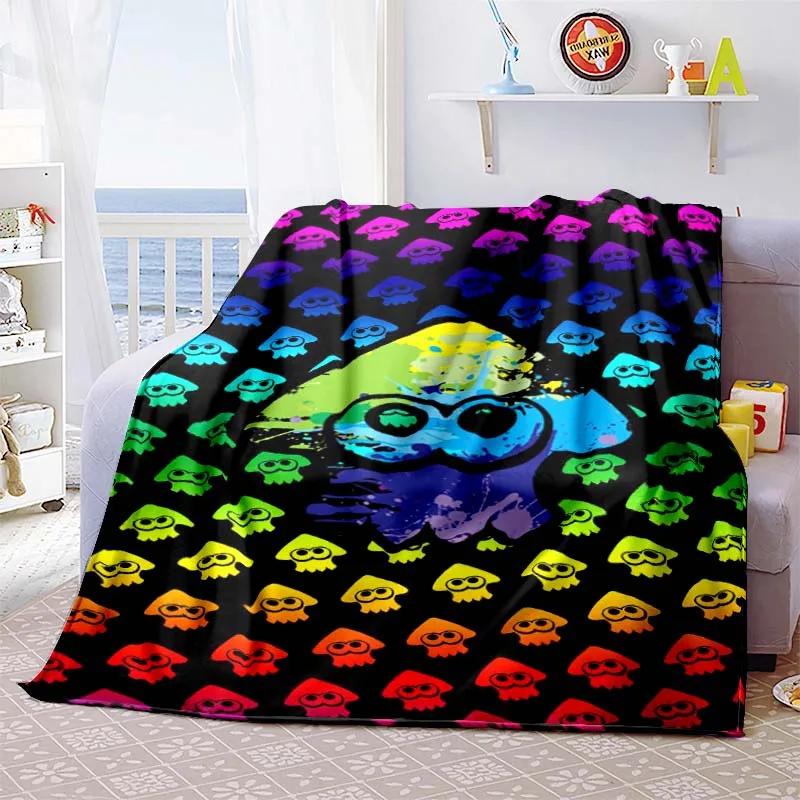 Gra 3D, Splatoon, Modny Uroczy Kreskówkowy Miękki Pluszowy Koc, Koc Flanelowy Pokój Gracza Łóżko Sofa Koc na Drzemkę grinch