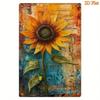 1pc Vintage Sunflower Metal Sign Farmhouse Wall Art Tinplate Decor
