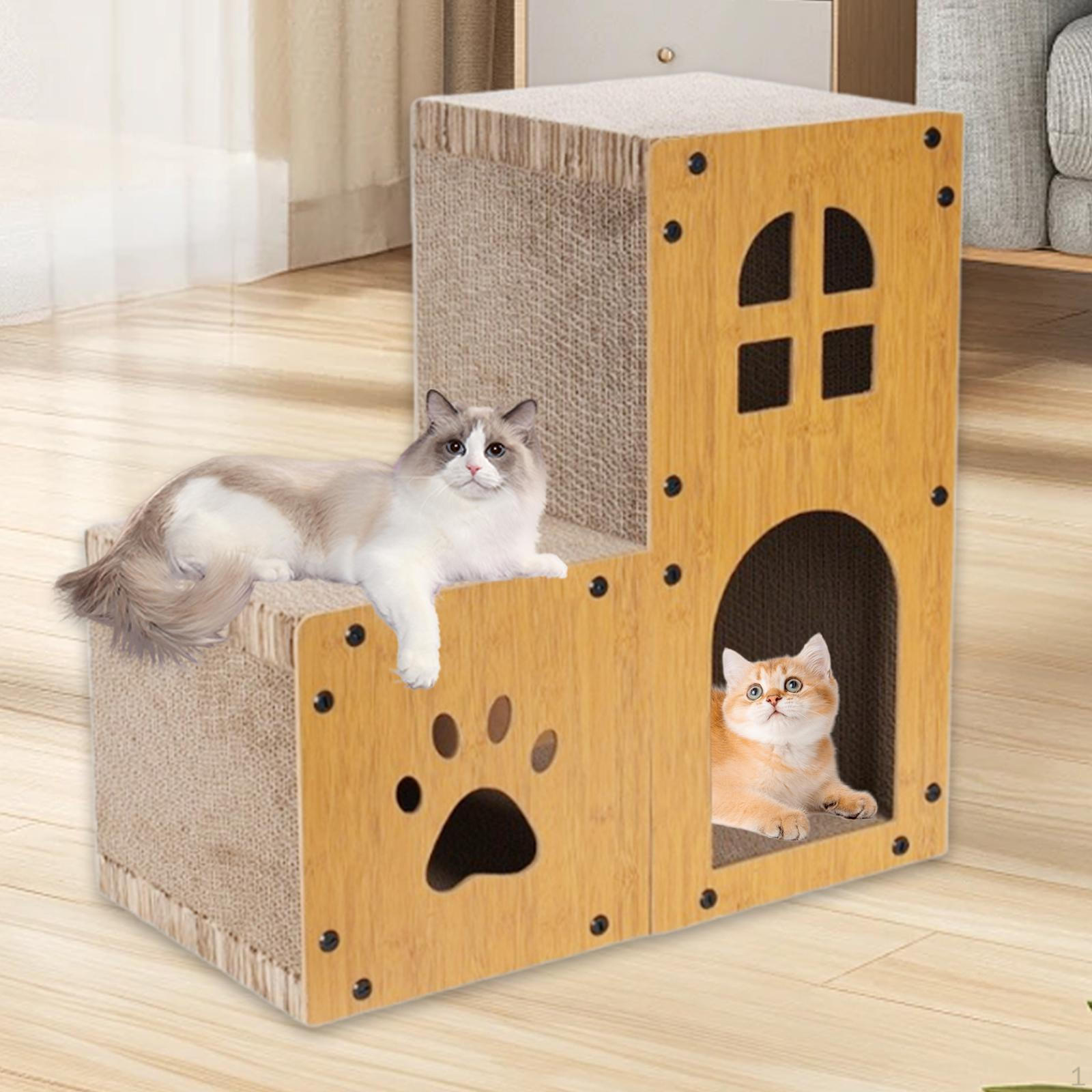 

Картонный домик для кошки Двухслойная когтеточка Пещера Удобная Универсальная Защита для мебели для 56cm