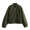 2025 Autumn/Winter Plus-Size Women's Stand-Up Collar Bomber Jacket - European/American Style
