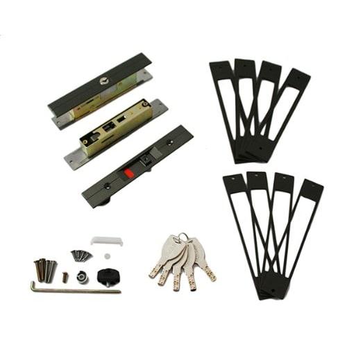 Nicchu Seisakusho Dimple Sliding Door Lock, 5 Keys, NP-GA-900DX-B