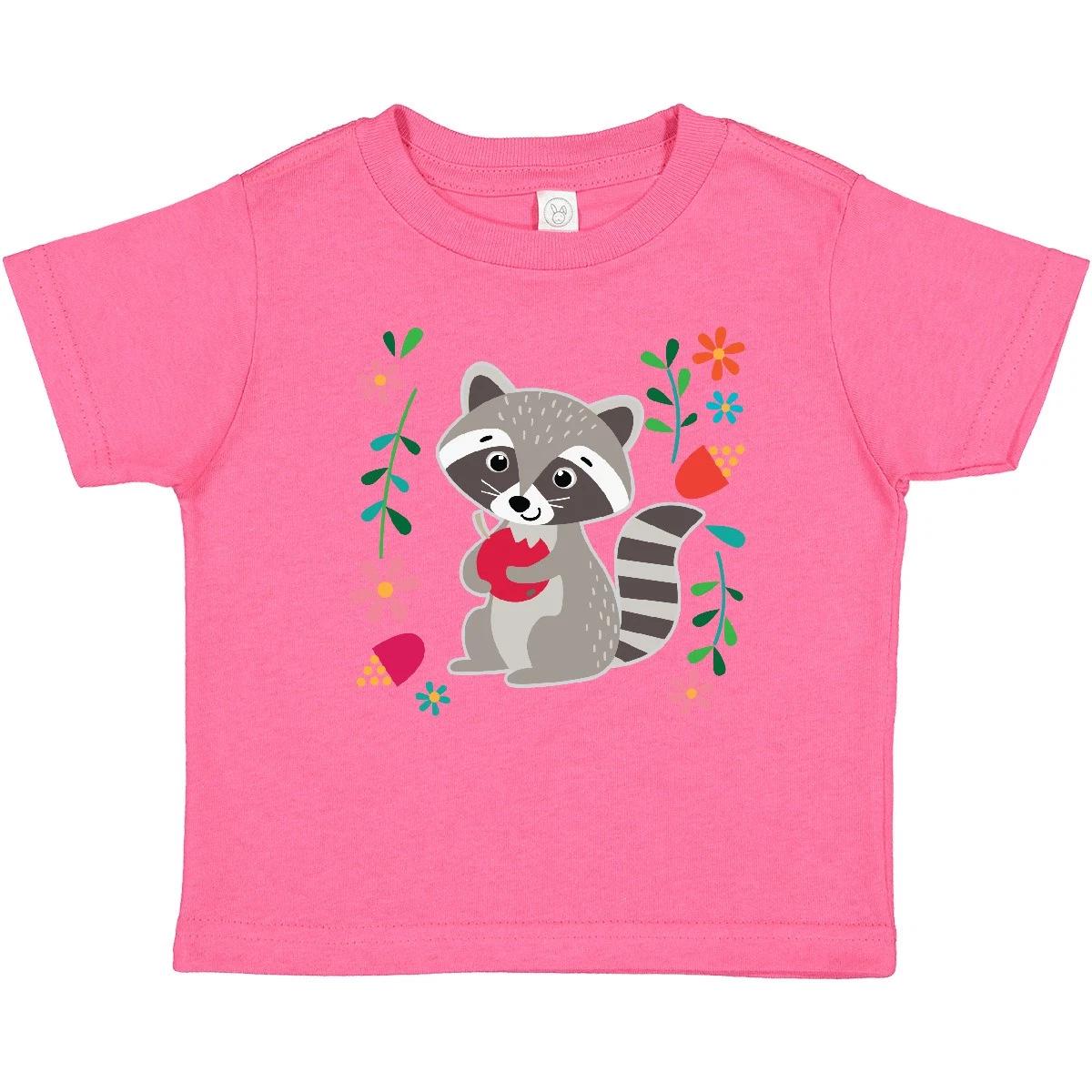 Inktastic Woodland Raccoon Spring Flowers Baby T-Shirt Animals Girls Floral Tees 120
