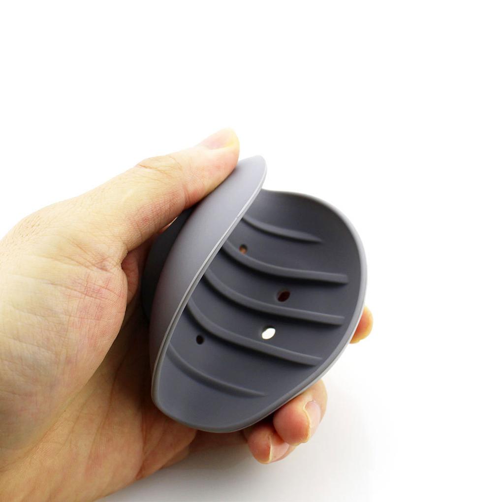 Silicone Bathroom Soap Dish Plate Holder Sponge Tray Case Water Draining Anti-skidding Shower Hiking Kitchen Washroom