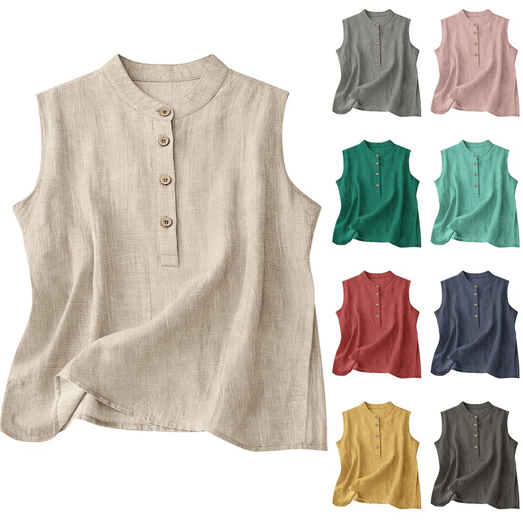 Women's Retro Artistic Cotton Linen Casual Loose Versatile Elegant Vest