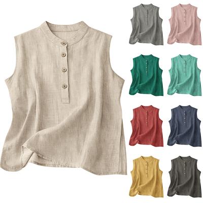 Damen Retro Künstlerisch Baumwolle Leinen Lässig Locker Vielseitig Elegant Weste