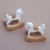 Mini Wooden Horse Toy Model Doll Decorative Accessories Simple Small Wooden Horse Rocking Horse Dollhouse Christmas Decorations