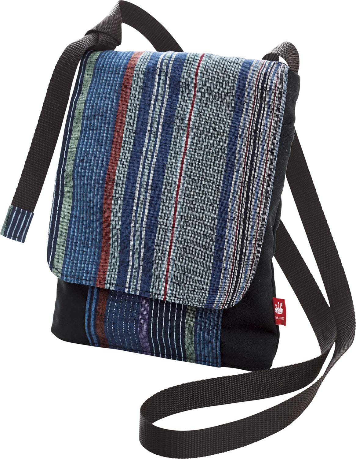 

Cogit Japanese pochette Kurume weave vertical striped navy blue 16×24cm