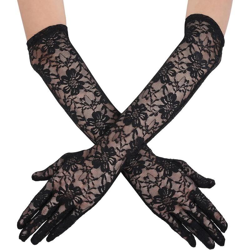 

Meier F 42132 black mesh lace gloves bridal lace gloves чорний