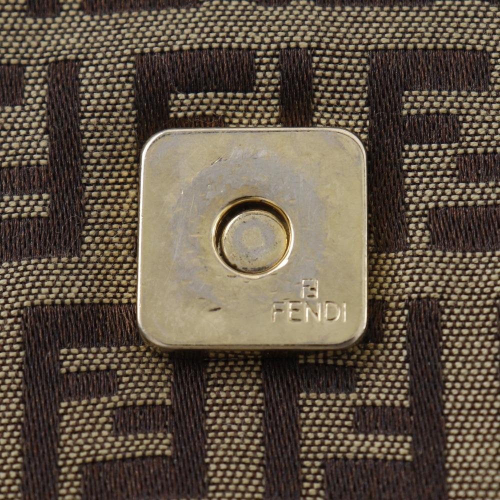 Fendi Zucchino Shoulder Bag Brown Nylon Canvas Women Used