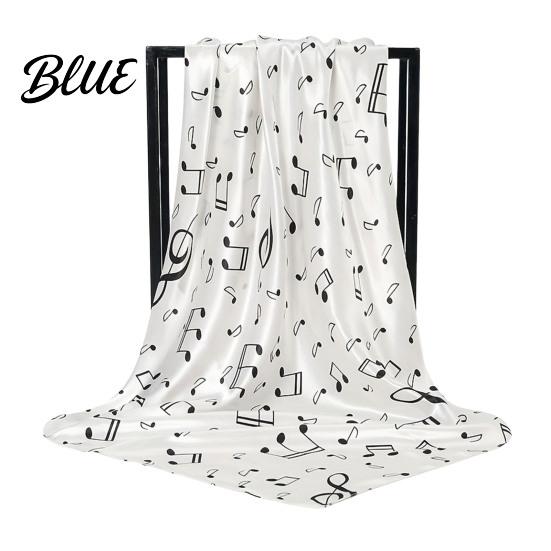 Hair Tie for Ponytail Women Satin Square Scarf 35"x35" Large Musical Note Printed Print Shawl Neck Silky Neckerchief Wrap Multifunctional Headscarf