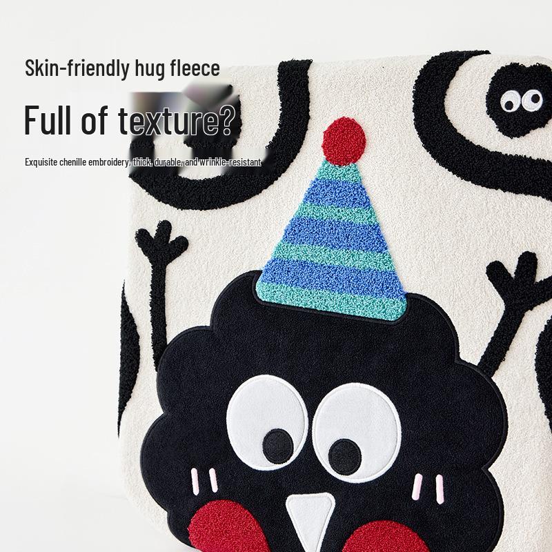 Plush Memory Foam Cartoon Chair Cushion for Office & Dining - Thickened Student Seat for Autumn & Winter.