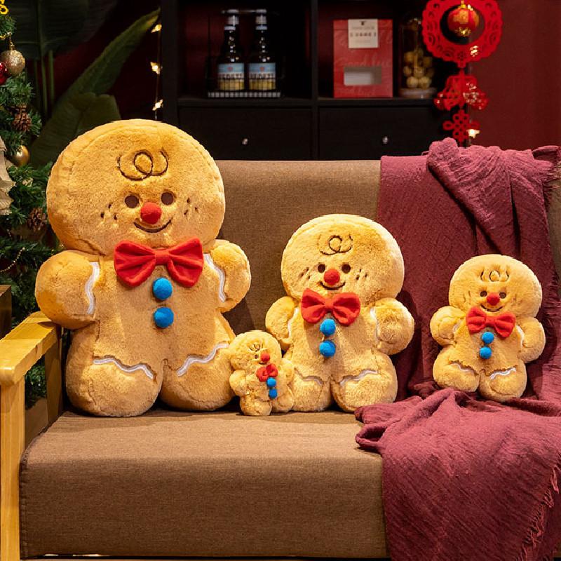 Christmas Gingerbread Man Plush Rabbit Toy Stuffed Animal Doll Xmas Decor Home
