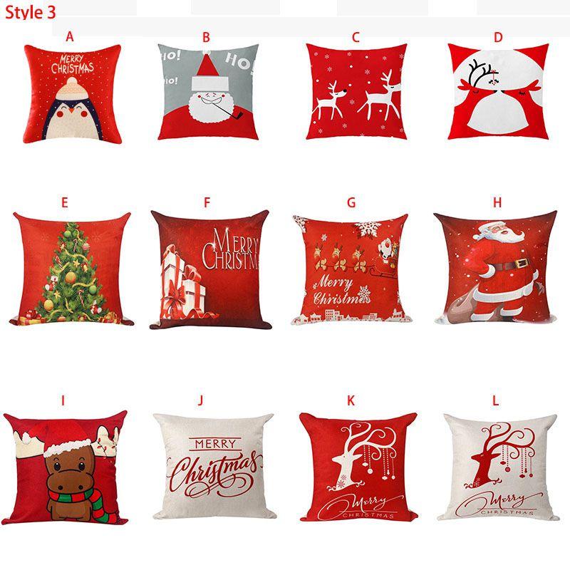 Luxurious 18'' Xmas Cotton Pillow Case Linen Cushion Cover For Merry Christmas Home Decoration