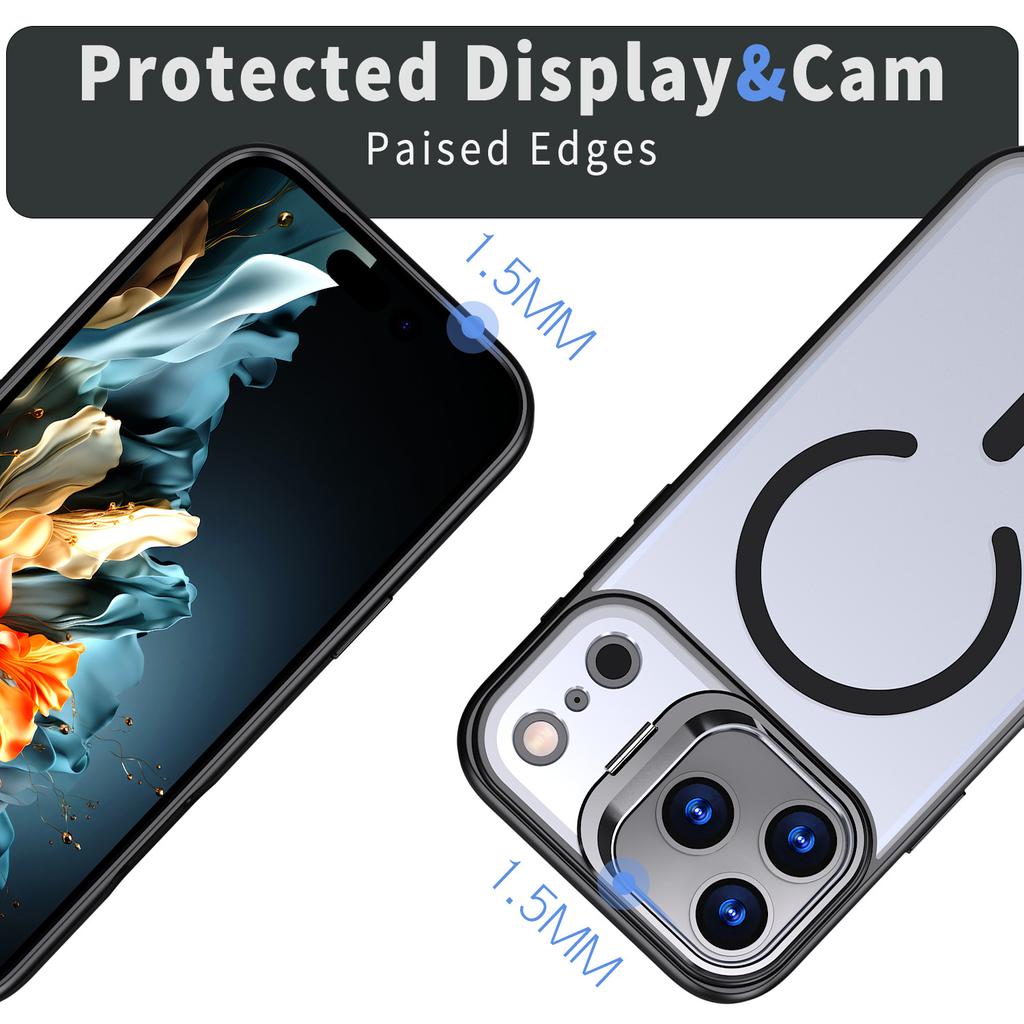 Applicable to Apple 17 transparent skin feeling mobile phone case, lens frame all-inclusive hidden bracket iPhone17pm magnetic case