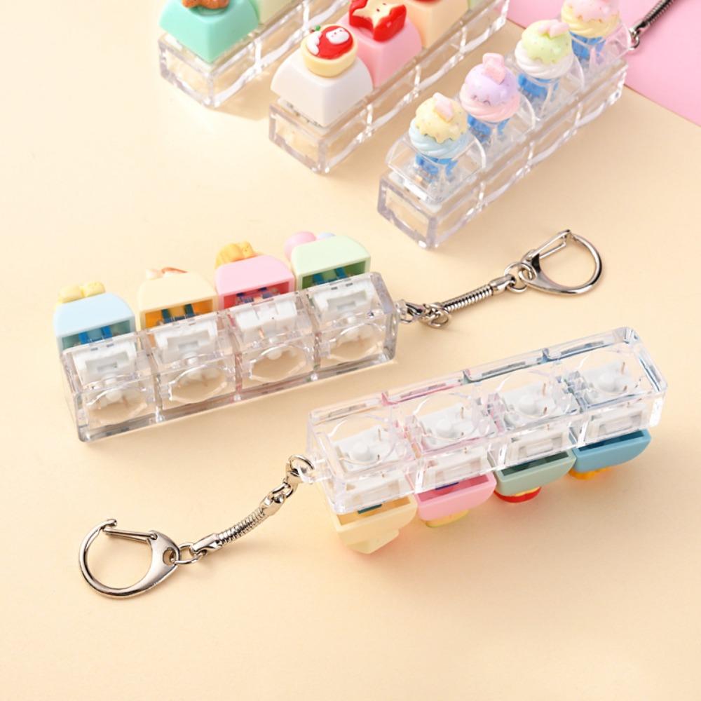 5/10Pcs Dessert Keycap Fidget Keychain Stress Relief Pendant Xmas Birthday Valentine Office Friend Party Gift Charm