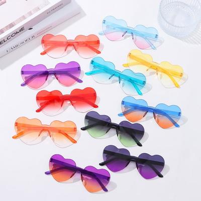 Trendy Candy Color Gradient Lenses Heart-shaped Sunglasses Party Sun Glasses Shades Heart Glasses
