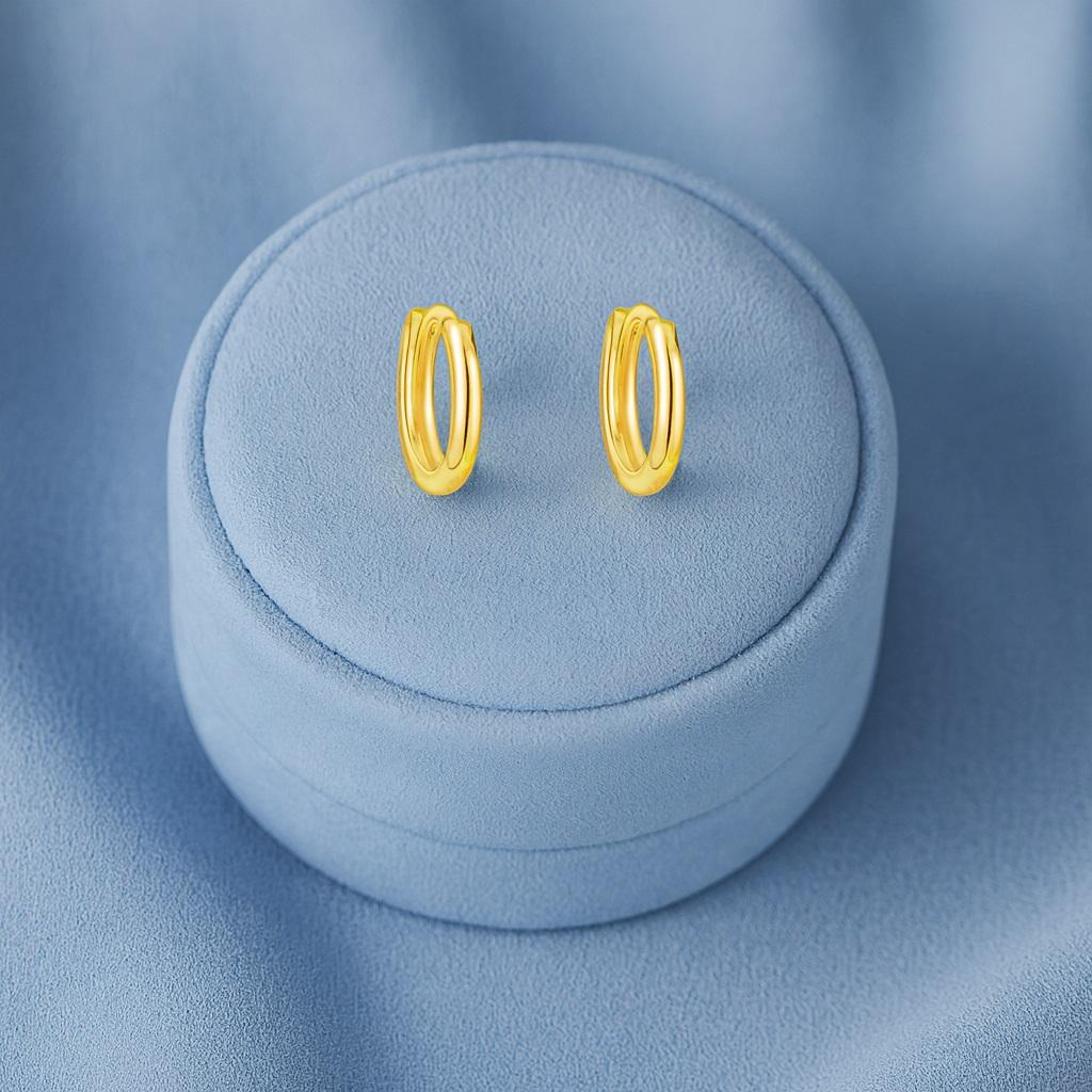 Klassische Alltags-Essentials Schlichte Huggie-Creolen - Sterlingsilber Gelbvergoldet