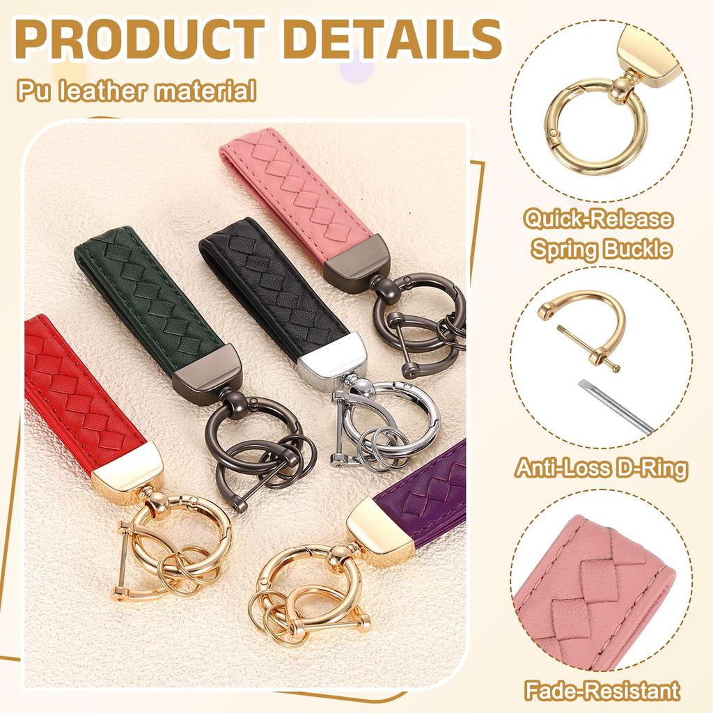 Leather Car Gift Keychain with Gold Key Pink [uxcell] D-ring Anti-Loss Function, Ring, Unisex,