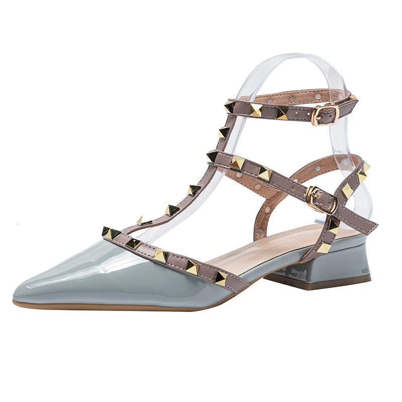 Fashion Women's Summer High Heel Sandals Red Pointed Rivet Casual Shoes Fashion  Design Plus Size 41-43