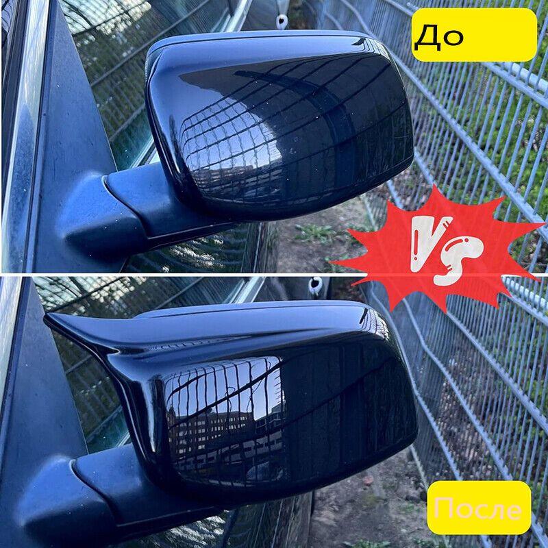 2PCS Rear Wing Mirror Cover Caps For BMW 5 Series E60 E61 E63 E64 03-07 Gloss Black