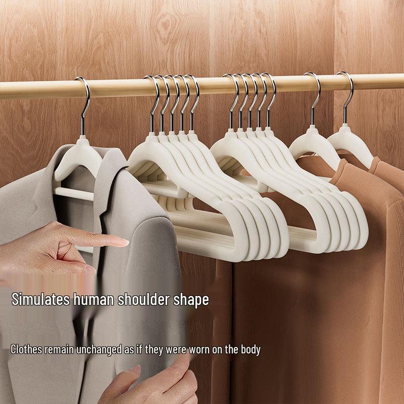 Semi-Circular Non-Slip Flocked Hanger: Traceless, No Shoulder Bumps, Shed-Free, Ideal for Home and Dorm Drying.