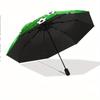Parapluie pliant automatique Boules de football blanches et schémas de terrain de football sur fond vert. Conception pliable portable,