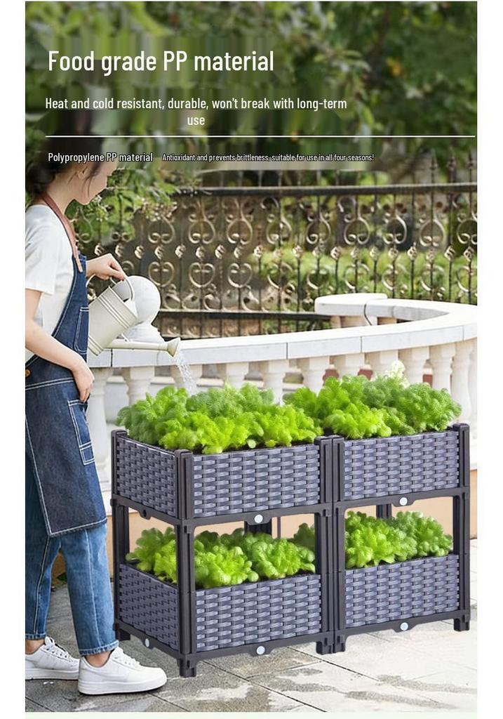 Large Rectangular Plastic Flower and Vegetable Planter for Home and Balcony