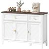 Modern Sideboard with 3 Doors, 2 Drawers and Adjustable Shelves, White