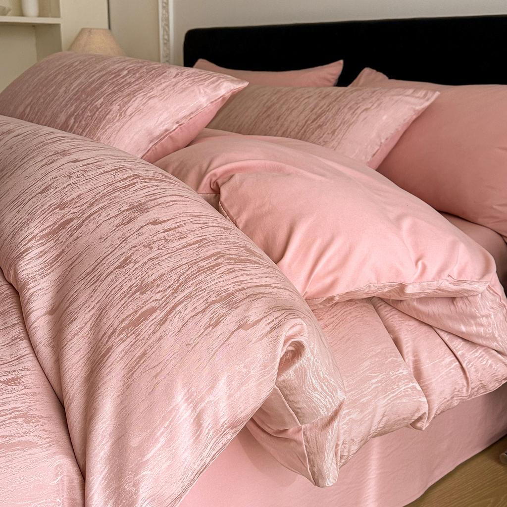 B & B Pure Washed Cotton Four-piece Set, High-grade Jacquard Skin-friendly Quilt Cover, Bed Sheet, Student Dormitory Three-piece Set