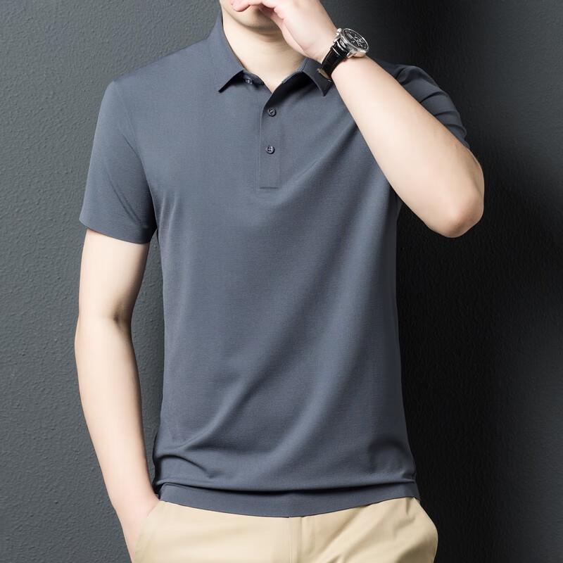 Men's Solid Lapel Short-Sleeve Polo Shirt