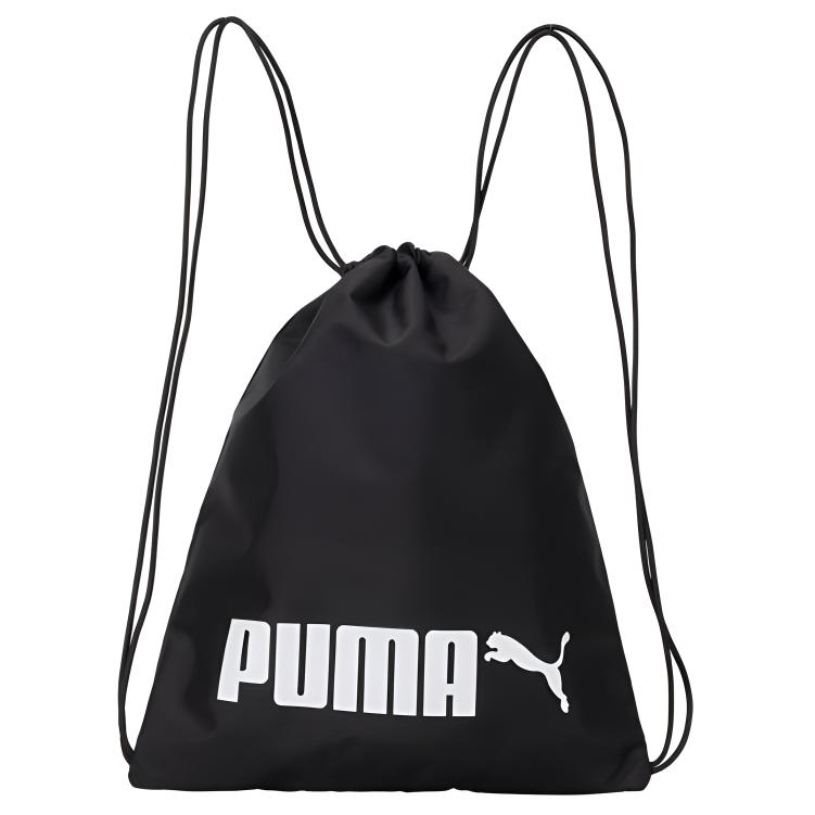 Puma Logo Drawstring Closure Fabric Backpack Unisex Backpack Black 077483-01XY Black