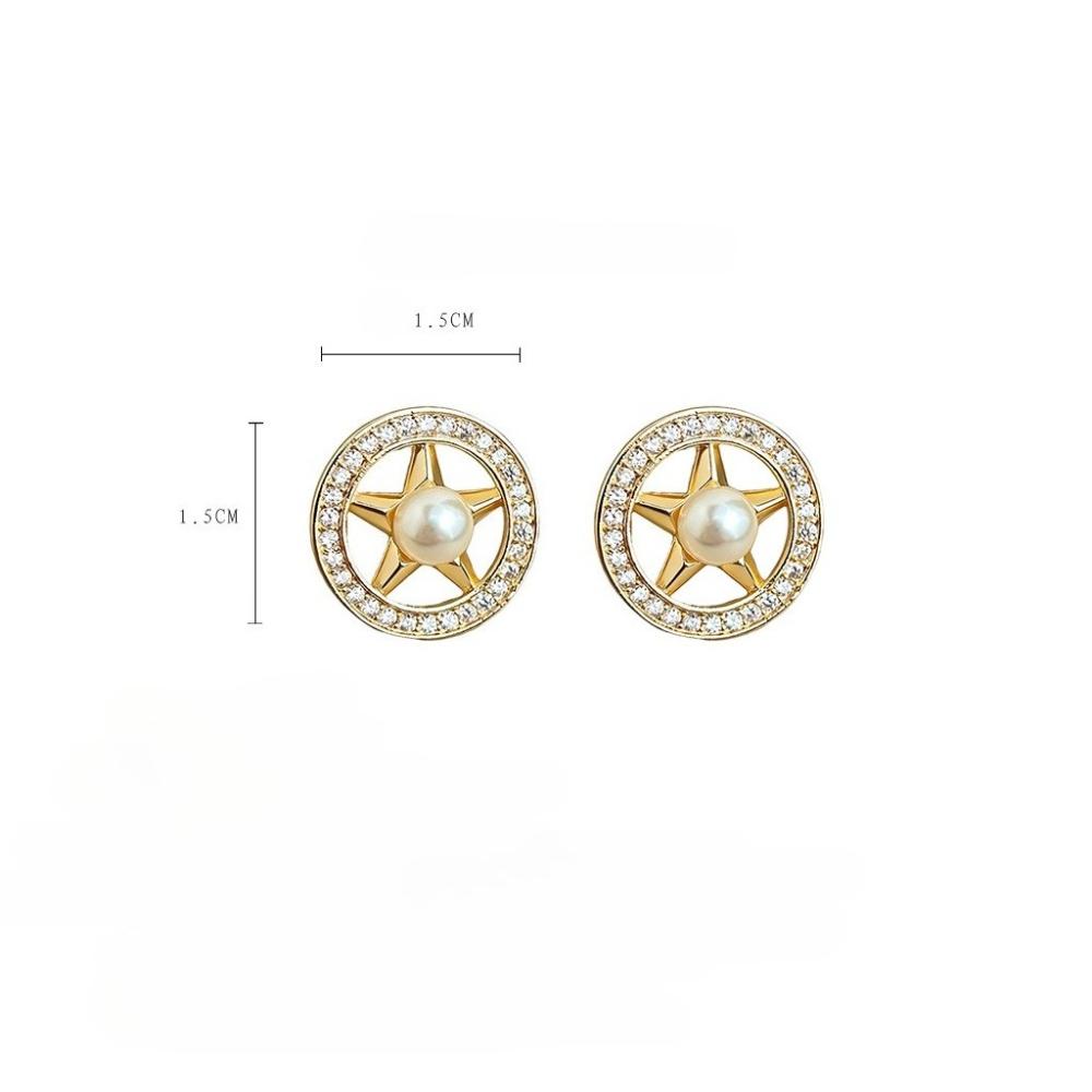 Stylish 925 Sterling Silver Round Stud Earrings with Zircon Inlay
