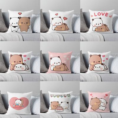 Oso Panda abrazo Bubu duda Mochi melocotón gato almohada dormitorio sofá Anime cama funda de almohada de moda