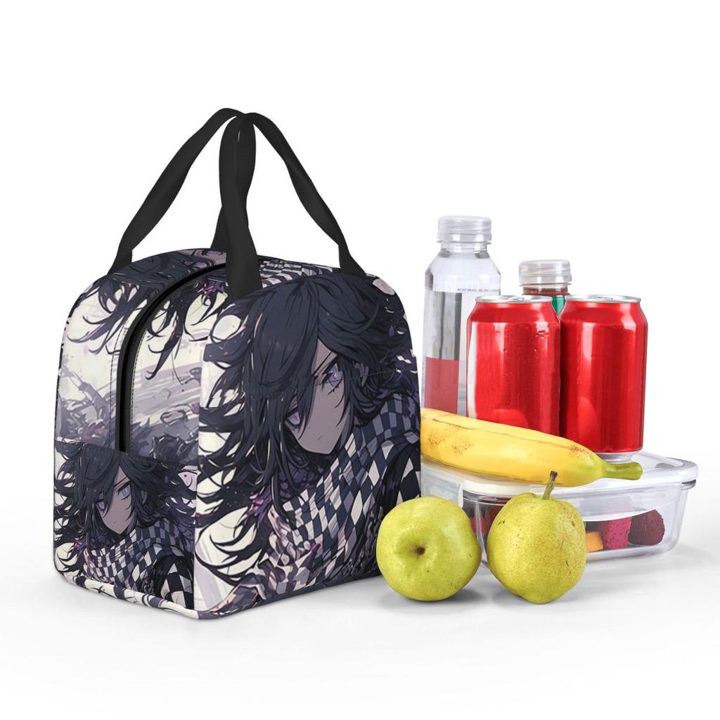 Anime Kokichi Ouma Danganronpa Game Insulated Lunch Bag for Women Children Portable Food Boxes Thermal Lunch Box Tote