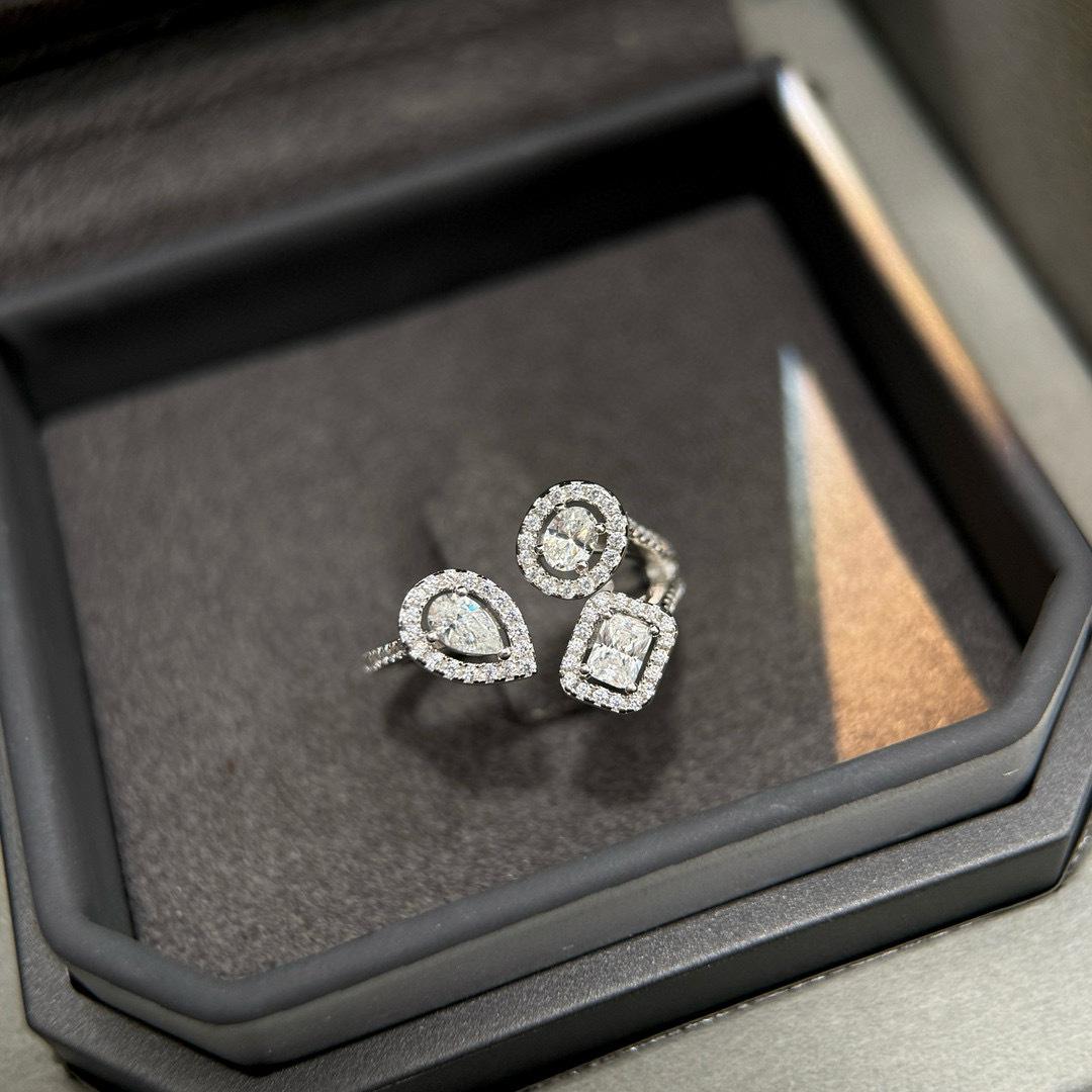 

New Vintage 100% Pure 925 Sterling Silver Aaa Zircconia Water Drop Squares Rings For Women Luxury Wedding Jewelry Adjustable біле золото кольору