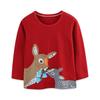 Herbst Kinder Cartoon Hirschdruck Langarm Rundhals T-Shirt