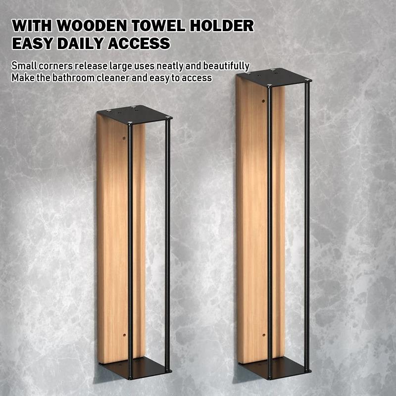 Bathroom wall mounted towel rack, bathroom decorative towel rack, towel hanging rack, roll towel storage, no drilling required