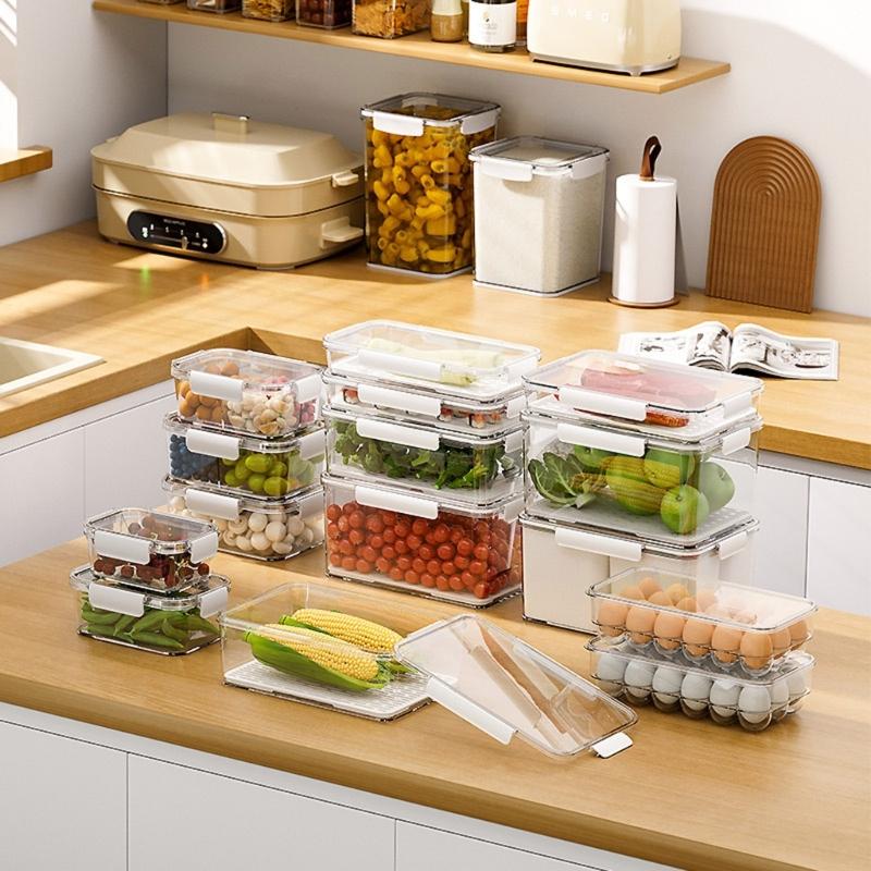 Refrigerator Drain Fresh Box with Lid Multipurpose Organize Box Supplies for Restaurant Dining Room Kitchen Storage
