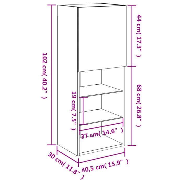 VidaXL Meuble TV avec Lumières LED, Armoire de Télévision Murale avec Rangement, Meuble Télé Suspendu Salon Salle de Séjour, 837062