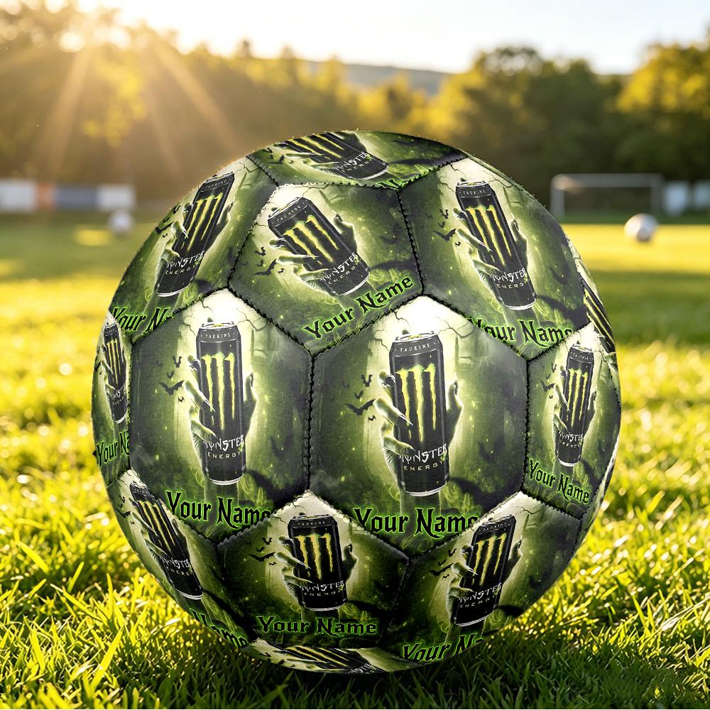 Monster Energy Size 5 Football, Custom Name Text Personalized Soccer Ball Sport Training Gift