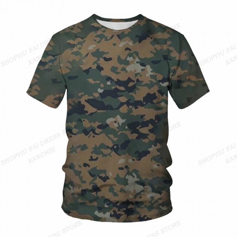 Sommer Camo T-Shirt Camouflage 3D Druck T-Shirt Herren Mode O-Ausschnitt Kurzarm T-Shirt Outdoor T-Shirt Kinder Oberteile Tee Fitness