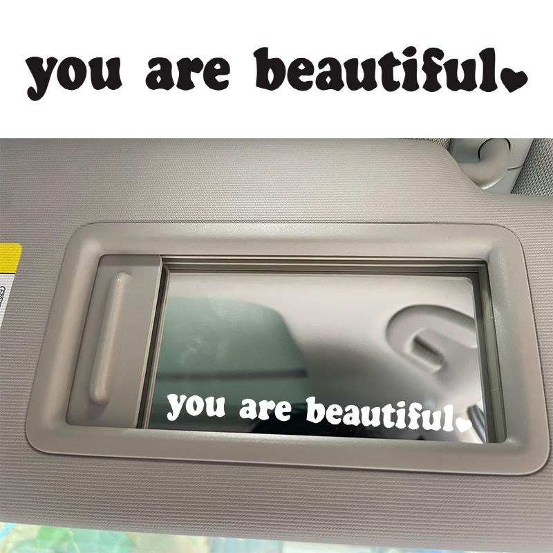 Car interior stickers, text stickers, you look beautiful, interior decoration, rearview mirrors, fashion stickers, creative PVC