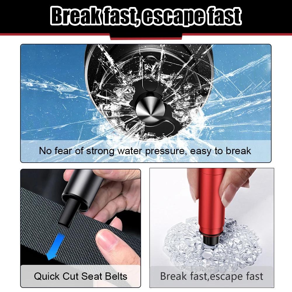 New 2-in-1 Car Safety Hammer Emergency Window Breaker Seat Belt Cutter Escape Rescue Tool Compact Glass Shatter Device Accessory