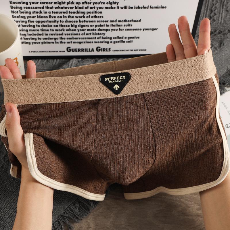 Men's Spring and Summer Personality Fashion Print Pure Color Cotton 10A Antibacterial Breathable Flat Angle Underwear