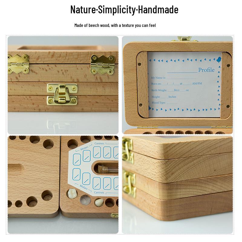 Tooth House Baby Keepsake Box: Custom Wooden Milk Teeth & Hair Photo Frame for Boys & Girls