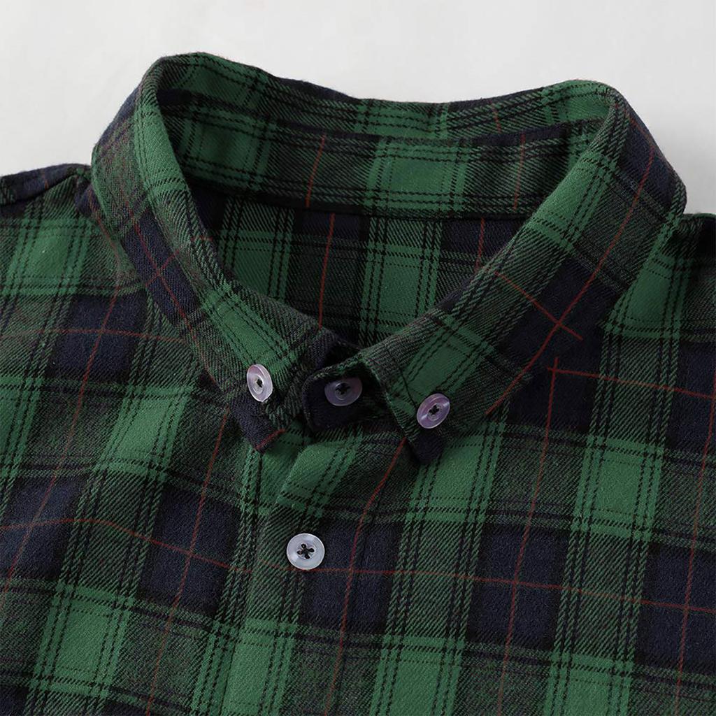 Erkek Düğme Aşağı Gömlek Casual Flanel Ekose Slim Fit Uzun Kollu Yayılmış Yaka Hafif Üstler