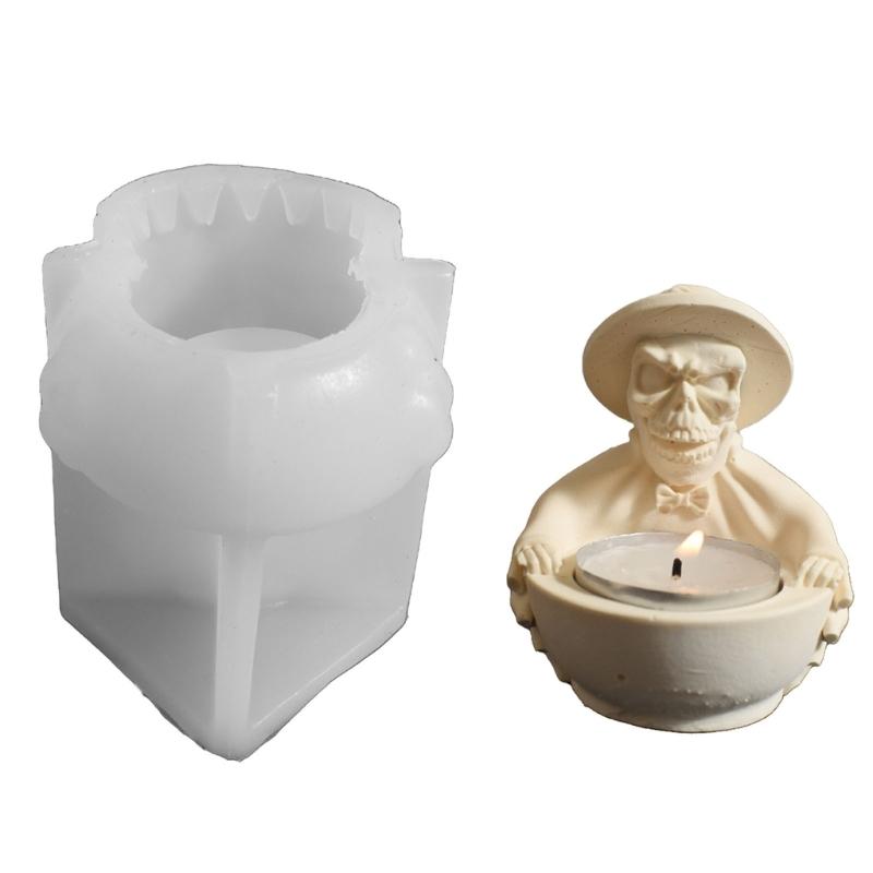 Halloweens Silicone Candle Mould With Witch Skull and Wizard Robe Designs for Crafting and Home Decoration