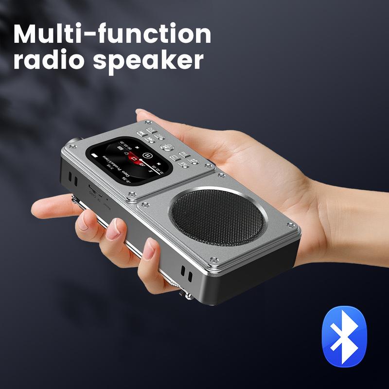 Radio FM portabil MP3 Difuzoare Bluetooth Wireless BT5.4 Cu ecran LCD Ceas Afișare versuri antenă Intrare AUX, card TF, video